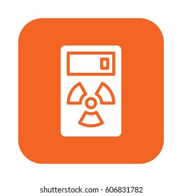 Geiger counter flat icon, filled vector sign, colorful pictogram on rounded square button isolated on white. Radiation measurement device symbol, logo illustration. Flat design, pixel perfect