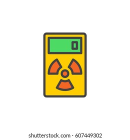 Geiger counter line icon, filled outline vector sign, linear colorful pictogram isolated on white. Radiation measurement device symbol, logo illustration. Editable stroke. Pixel perfect