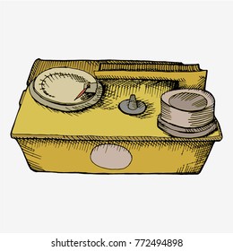 Geiger counter radiation detector meter. Hand drawn vector stock illustration.
