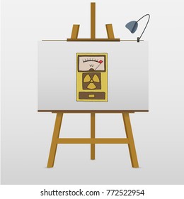 Geiger counter radiation detector meter. Hand drawn vector stock illustration.