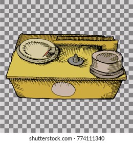 Geiger counter radiation detector meter. Hand drawn vector stock illustration.
