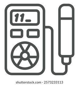 Geiger counter tool line icon, atomic energy concept. Vector graphics. Device to measure radioactivity sign on white background, outline style icon for mobile or web design