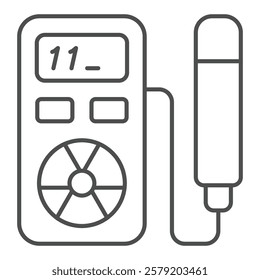 Geiger counter tool thin line icon, atomic energy concept. Vector graphics. Device to measure radioactivity sign on white background, outline style icon for mobile or web design