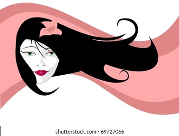 女性 日本人 髪 なびく のイラスト素材 画像 ベクター画像 Shutterstock