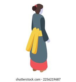 Geisha back icon isometric vector. Art girl. Chinese kimono