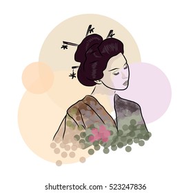 Geisha. Beautiful Japanese Girl. 