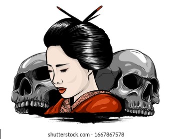 Geisha. Beautiful japanese girl. vector illustration design