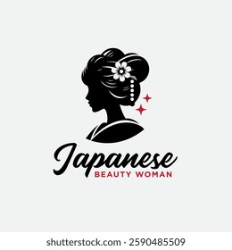 Geisha Beauty japanese woman silhouette logo design