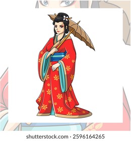 Geisha cartoon mascot character design