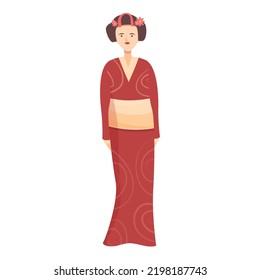 Geisha character icon cartoon vector. Japan female. Traditional style