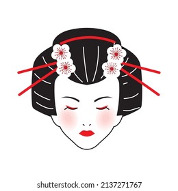 geisha face character icon isolated