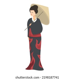 Geisha Face Icon Cartoon Vector. Female Kimono. Japan Woman