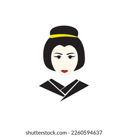 Geisha face icon illustration vector