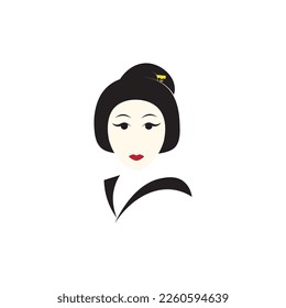Geisha face icon illustration vector