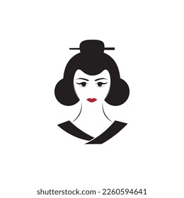 Geisha face icon illustration vector