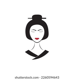 Geisha face icon illustration vector
