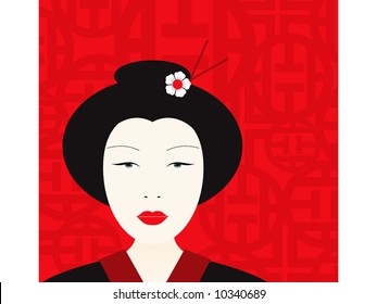 geisha face illustration