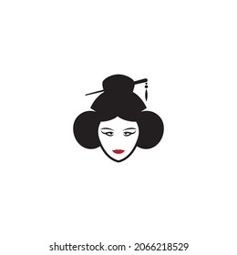 Geisha face kimono traditional style logo vector