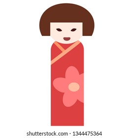 Geisha flat illustration on white