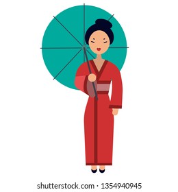 Geisha flat illustration on white