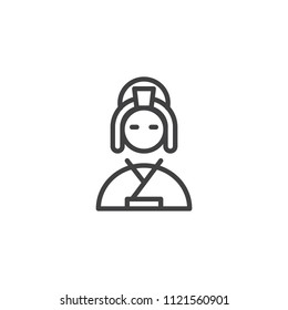 Geisha girl outline icon. linear style sign for mobile concept and web design. Beautiful japanese geisha simple line vector icon. Symbol, logo illustration. Pixel perfect vector graphics