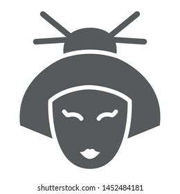 Geisha glyph icon, japan and girl, japanese woman sign, vector graphics, a solid pattern on a white background, eps 10.