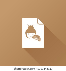 geisha and hand fan icon