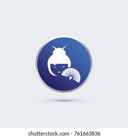 geisha and hand fan icon