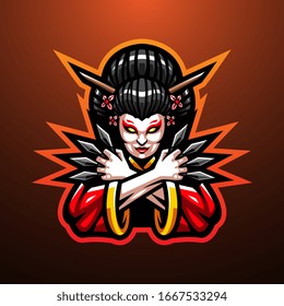 Diseño del logo de la mascota de la cabeza de Geisha