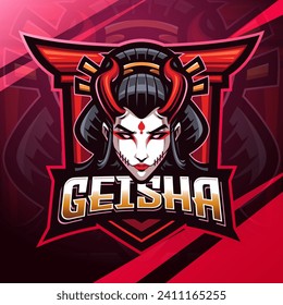 Geisha head mascot logo design