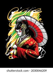 Geisha head vector Illustration. Suitable for t shirt, print and apparel