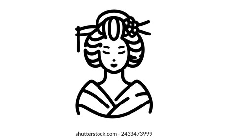 Geisha icon. asian culture. vector illustration on white background