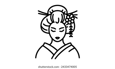 Geisha-Symbol. Asiatische Kultur. Vektorgrafik auf weißem Hintergrund