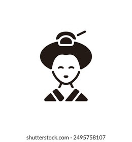 Geisha icon. Flat silhouette version.