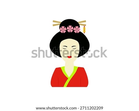 Geisha icon isolated on white background.