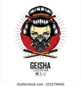 GEISHA ILLUSTRATION 1, WITH A WHITE BACKGROUND