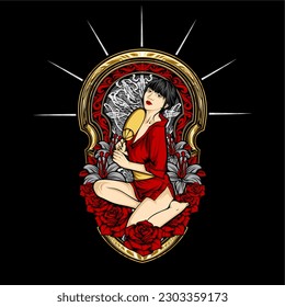 geisha illustration for t shirt design