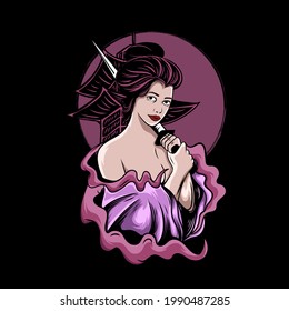 
Geisha illustration for t-shirt design