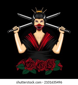 geisha illustration for tshirt design