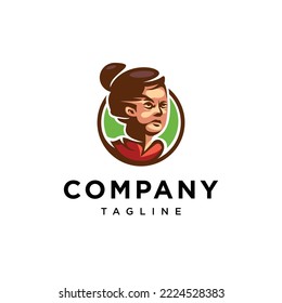 Geisha japan mascoot illustration vector logo template.