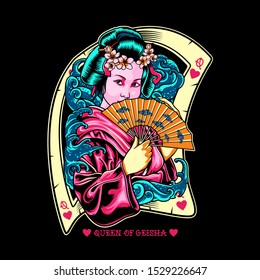 Geisha japan women Illustration design for tshirt, poster art, sticker, etc