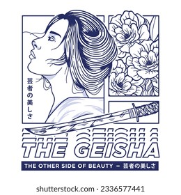 Geisha Japanese illustration t shirt design