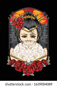 Geisha Japanese woman illustration tshirt 