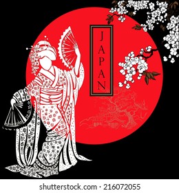 geisha. Japanese Woman.Japanese banner