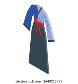 Icono de kimono de geisha vector isométrico. Mujer textil. Diseño de moda