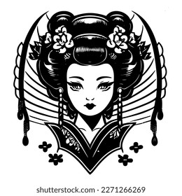 Geisha Logo Brings a Cute and Playful Twist to Traditional Japanese Beauty