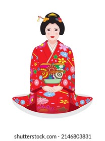 Geisha Maiko Cute Japanese Young Girl Stock Vector (Royalty Free ...