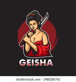 Geisha mascot logo design vector with modern illustration concept style for badge, emblem and apparel