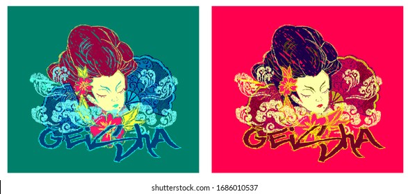 geisha is mean great women illustration design for sukajan is mean japan traditional cloth or t-shirt with digital hand drawn Embroidery Men T-shirts Summer Casual Short Sleeve Hip Hop T Shirt Streetw