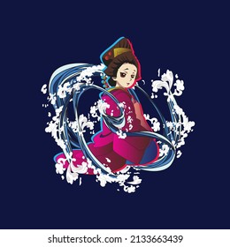 geisha is mean great women illustration design for sukajan is mean japan traditional cloth or t-shirt with digital hand drawn Embroidery Men T-shirts Summer Casual Short Sleeve Hip Hop T Shirt